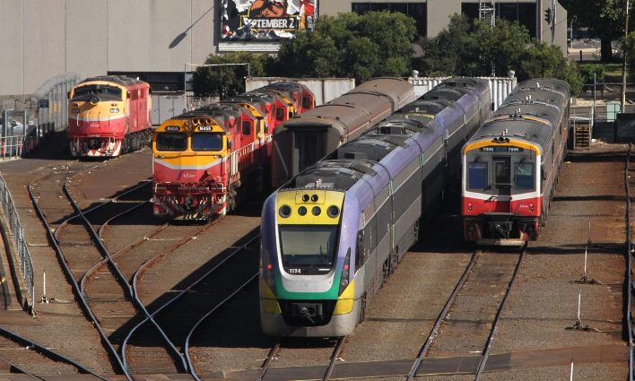 V/Line fleet in the sidings at Southern Cross Station